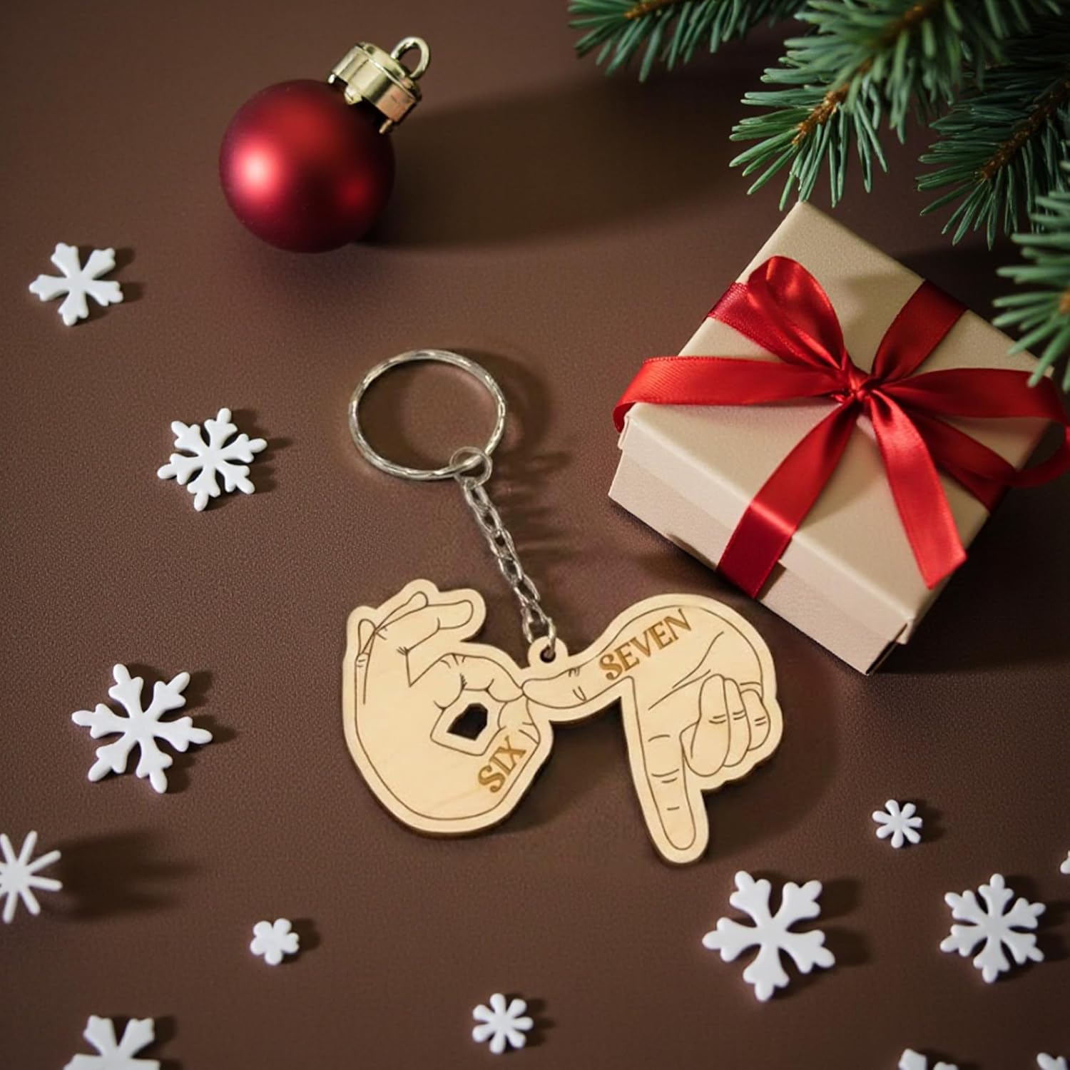 67 Meme Keychain Wooden 6-7 Popular Six Seven Internet 6 7 Meme Keychain for Backpack, Keys, Car Mirror Bag Accessory - Image 3