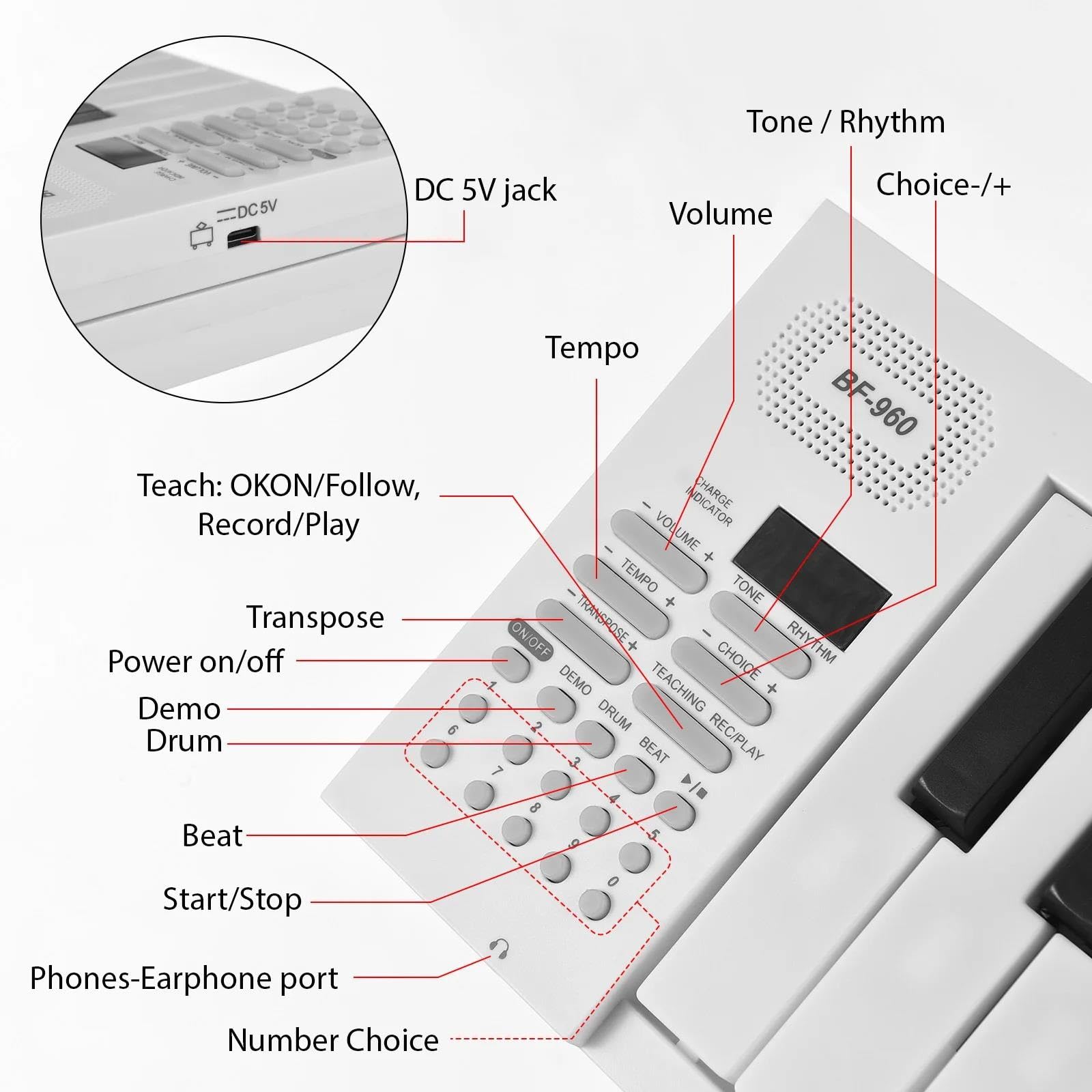Pianino Elektroniczne 61 Klawiszowa Składana Klawiatura Elektronicznego Pianina Wielofunkcyjnego Z Wyświetlaczem LED