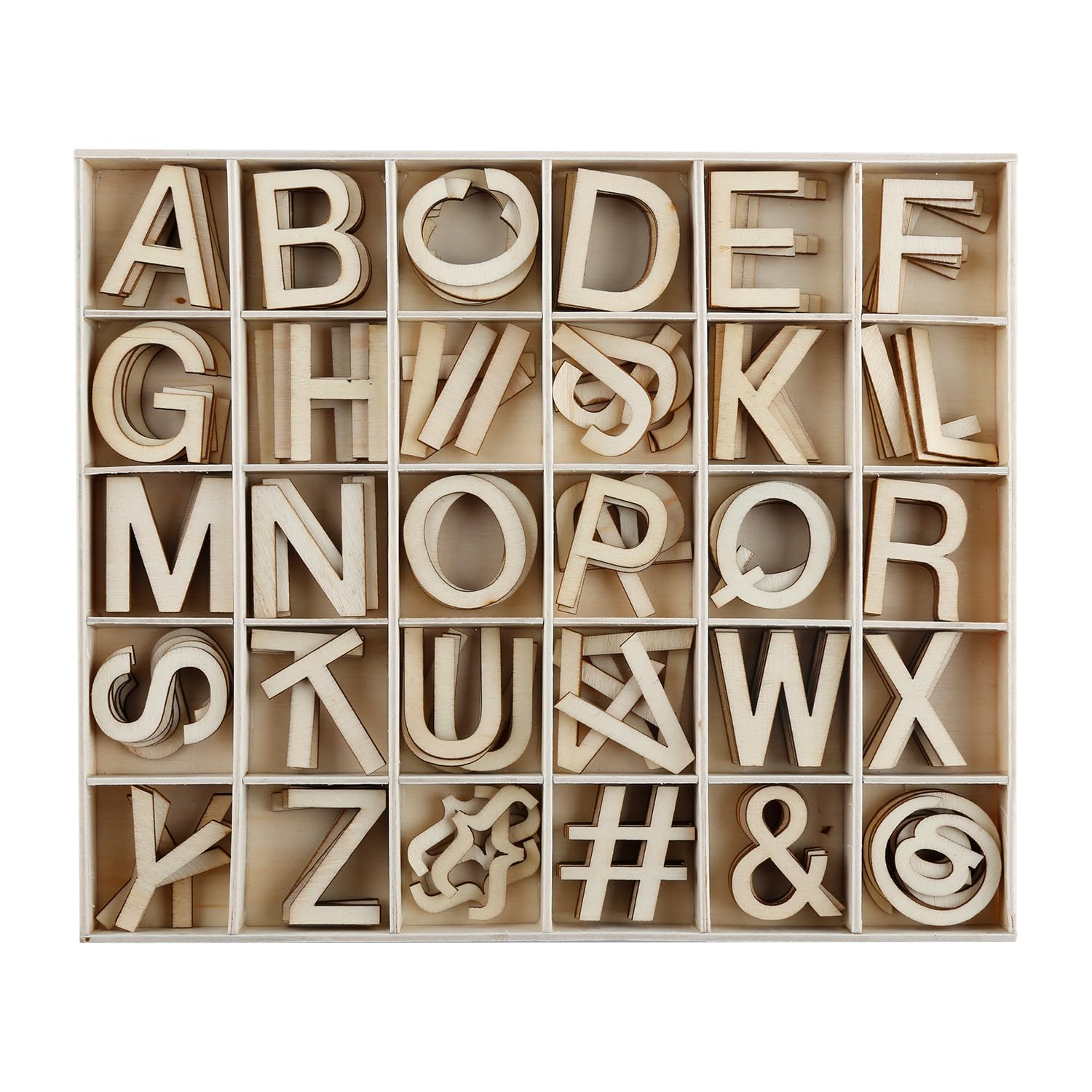 Tabanzhe Brown Wooden Letters Set-180Pcs Small Craft Alphabet Letters A To Z Symbol Mini Wood Capital Letter With Storage Tray For Diy Crafts Scrapbook Learning Home Wall Decoration