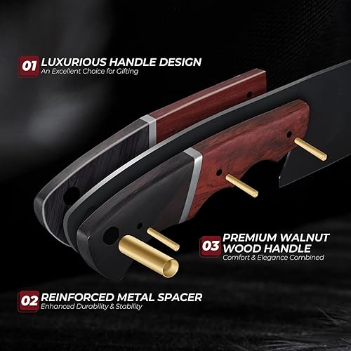 Miniatura 5 de Cuchillo de chef japonés de 8 pulgadas, cuchillo de cocina forjado a partir de una sola pieza de acero ATS-34 de alto carbono, cuchillo de cocina de