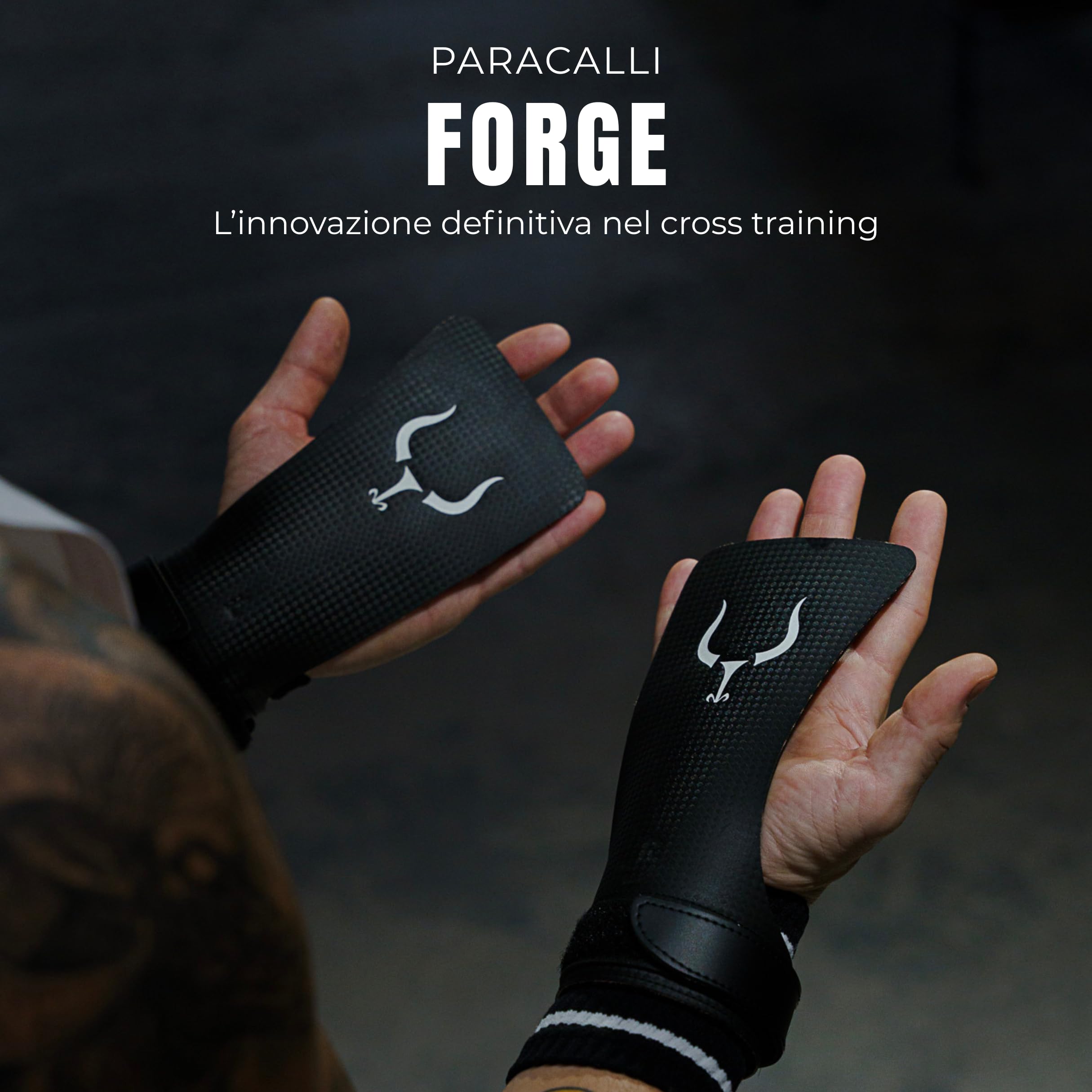 Paracalli Crossfit Forge in Fibra Di Carbonio con Polsiere | Stamina Fitness Paracalli Senza Magnesio | Guanti Crossfit Uomo Donna | Gym Gloves Grips per Cross Training
