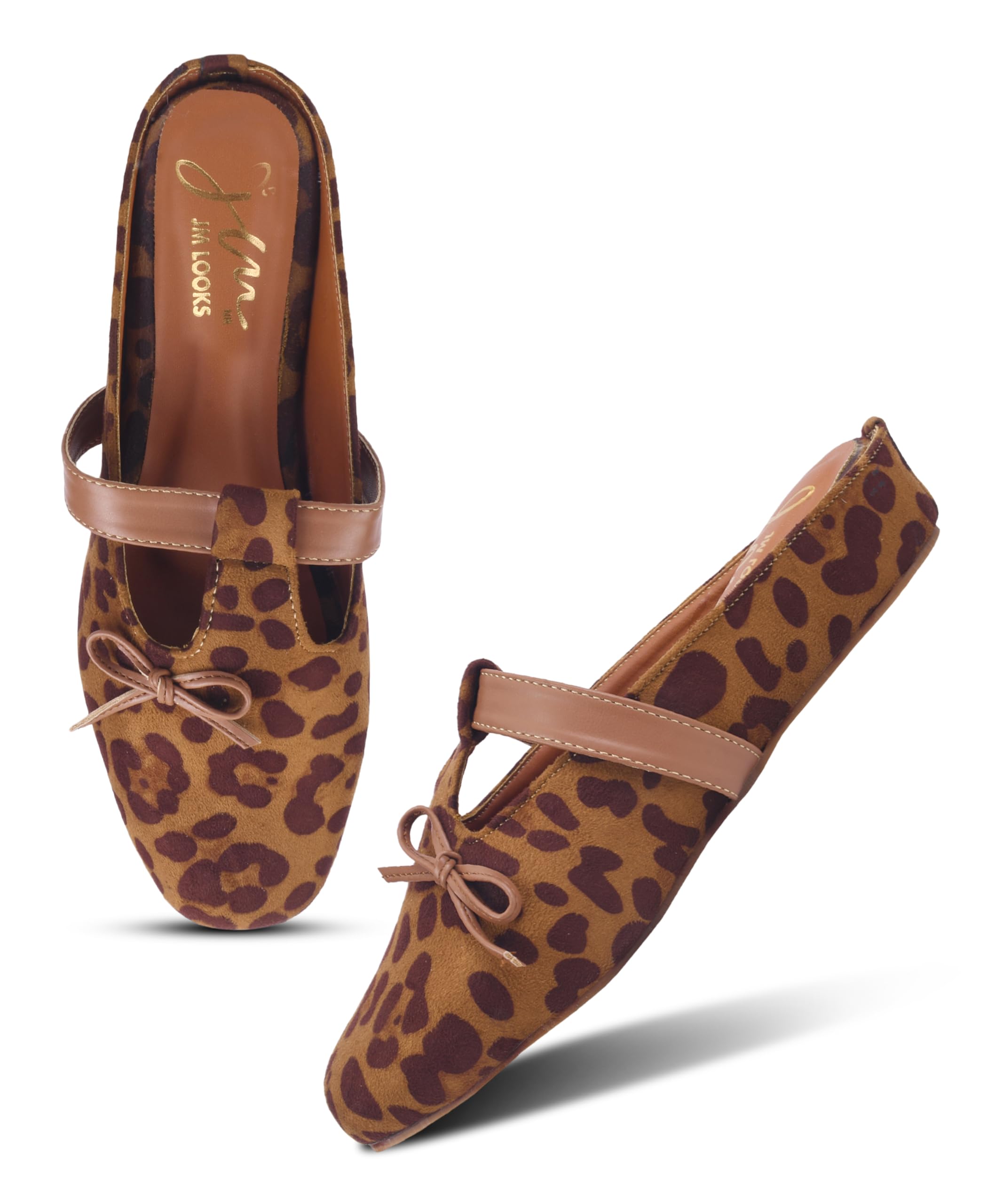 Women’s Leopard Print Mules | Comfortable Slip-On Wedges Shoes with Bow & Strap-image-42