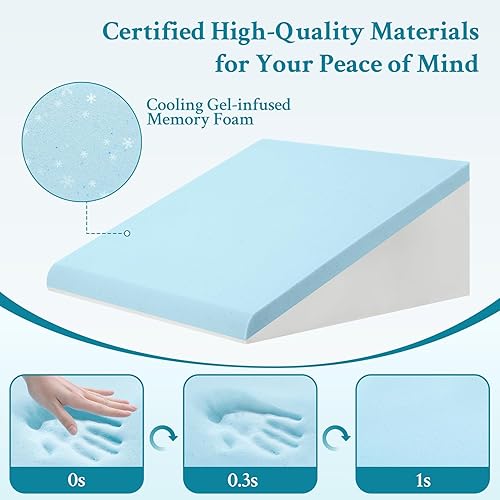 Miniatura 4 de Almohada de cuña para dormir, almohada de cuña de cama de 10 pulgadas para después de la cirugía, almohada triangular para acidez estomacal, reflujo