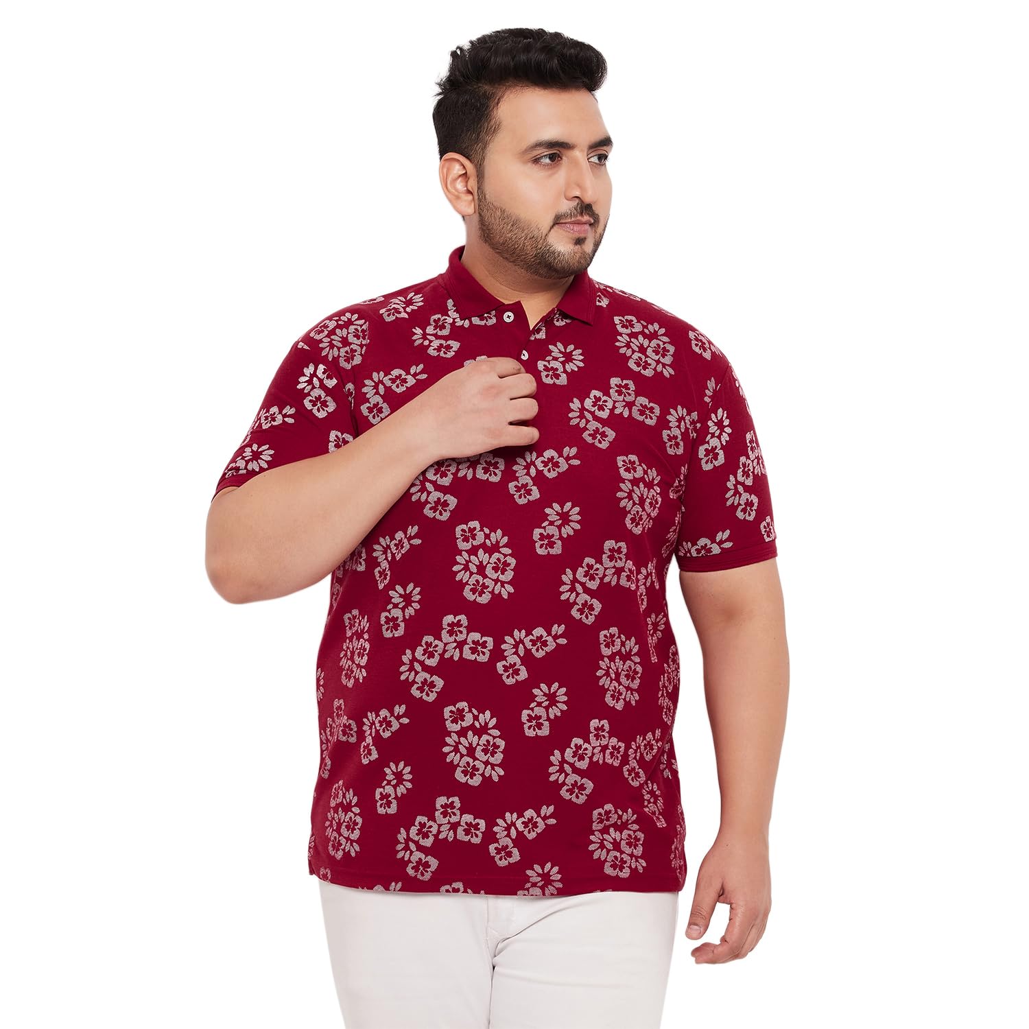 GET GOLF Men's Plus Size Cotton Blend Tshirt-BigC-1009-MEHROON_4XL