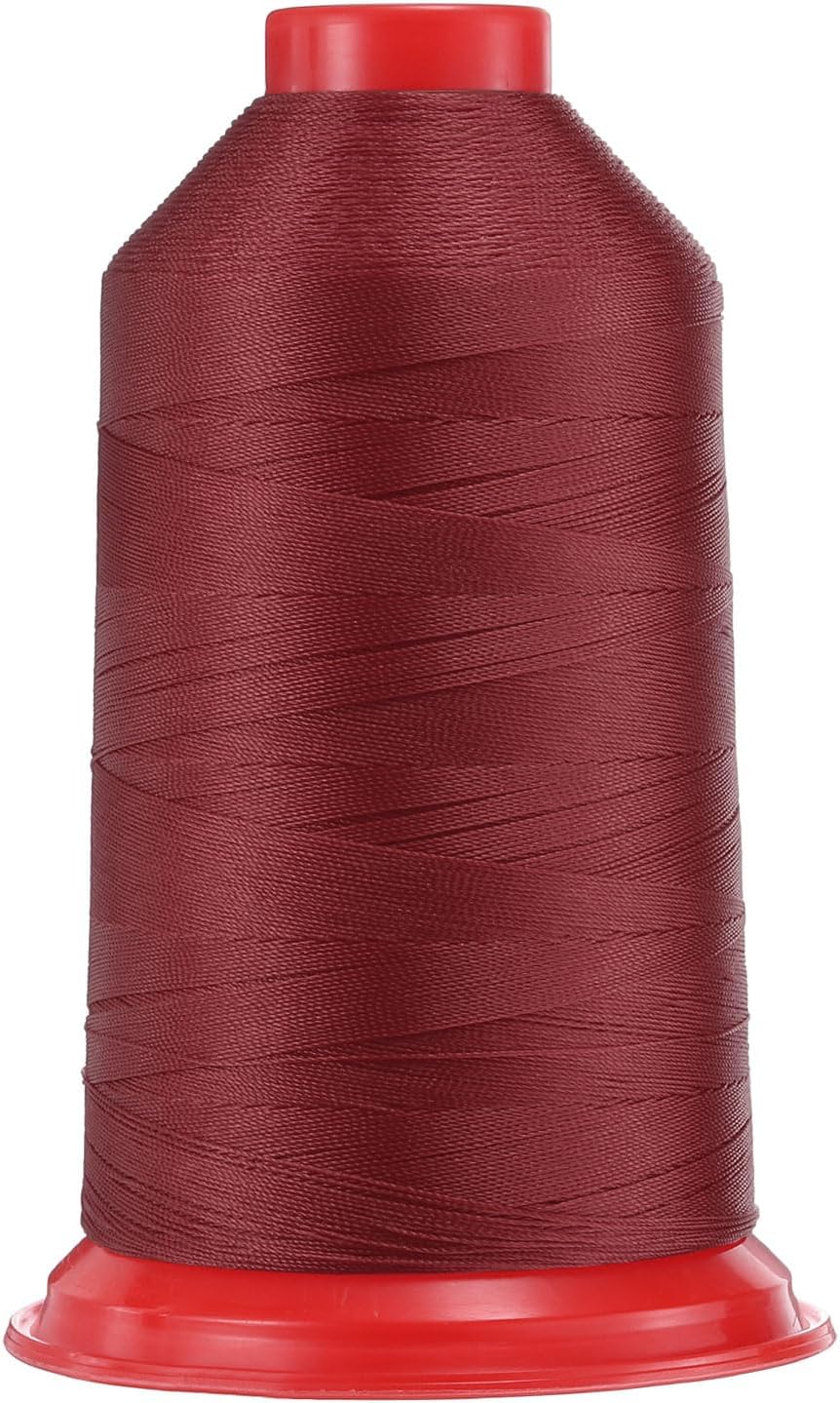 uxcell 1968 Yards Bonded Nylon Sewing Thread Size 280D/3 Sewing-Heavy Duty Nylon Upholstery Thread Outdoor Thread for Leather Jeans and Weaving Craft Machine DIY Burgundy Red