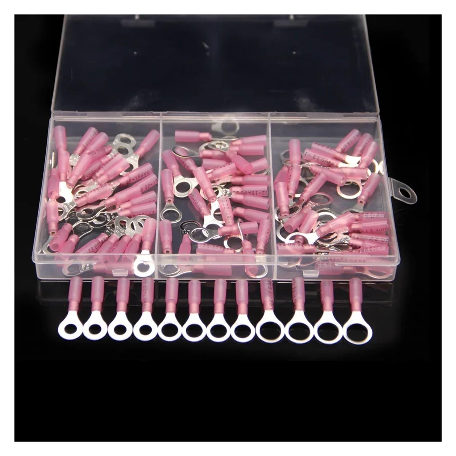 ICXLPMC 90PCS M6/8/10 Insulated Heat Shrink Ring Terminals Wire Cable Electrical Crimp Terminals Connectors