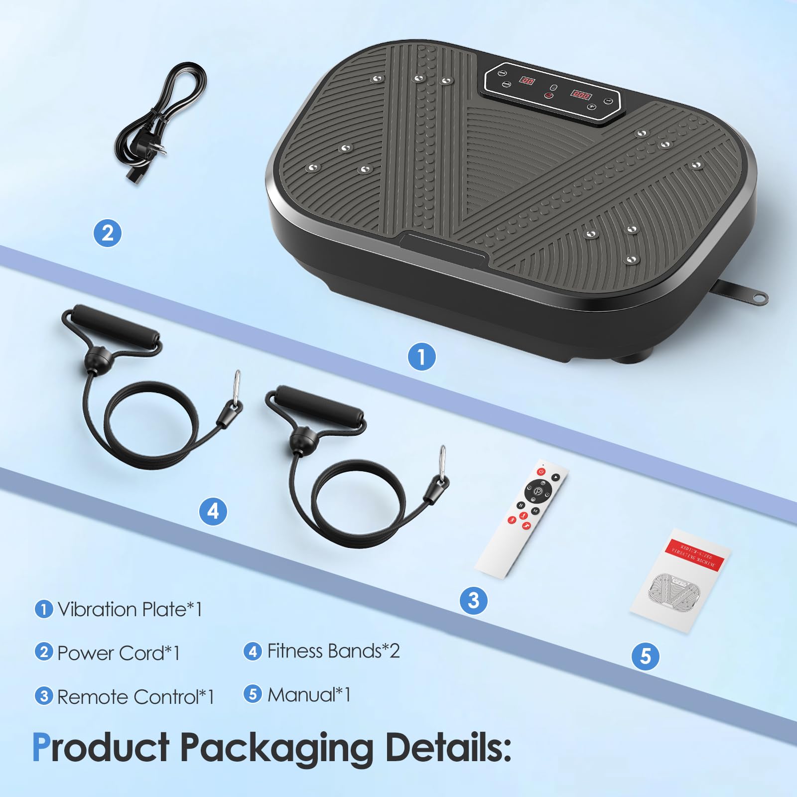Piastra Vibrante, 120 Livelli di Intensità e 10 Modalità, Piastra Vibrante da 200kg con Touch Screen a LED e Telecomando Wireless per Allenamento a Casa, Allenamento Completo del Corpo
