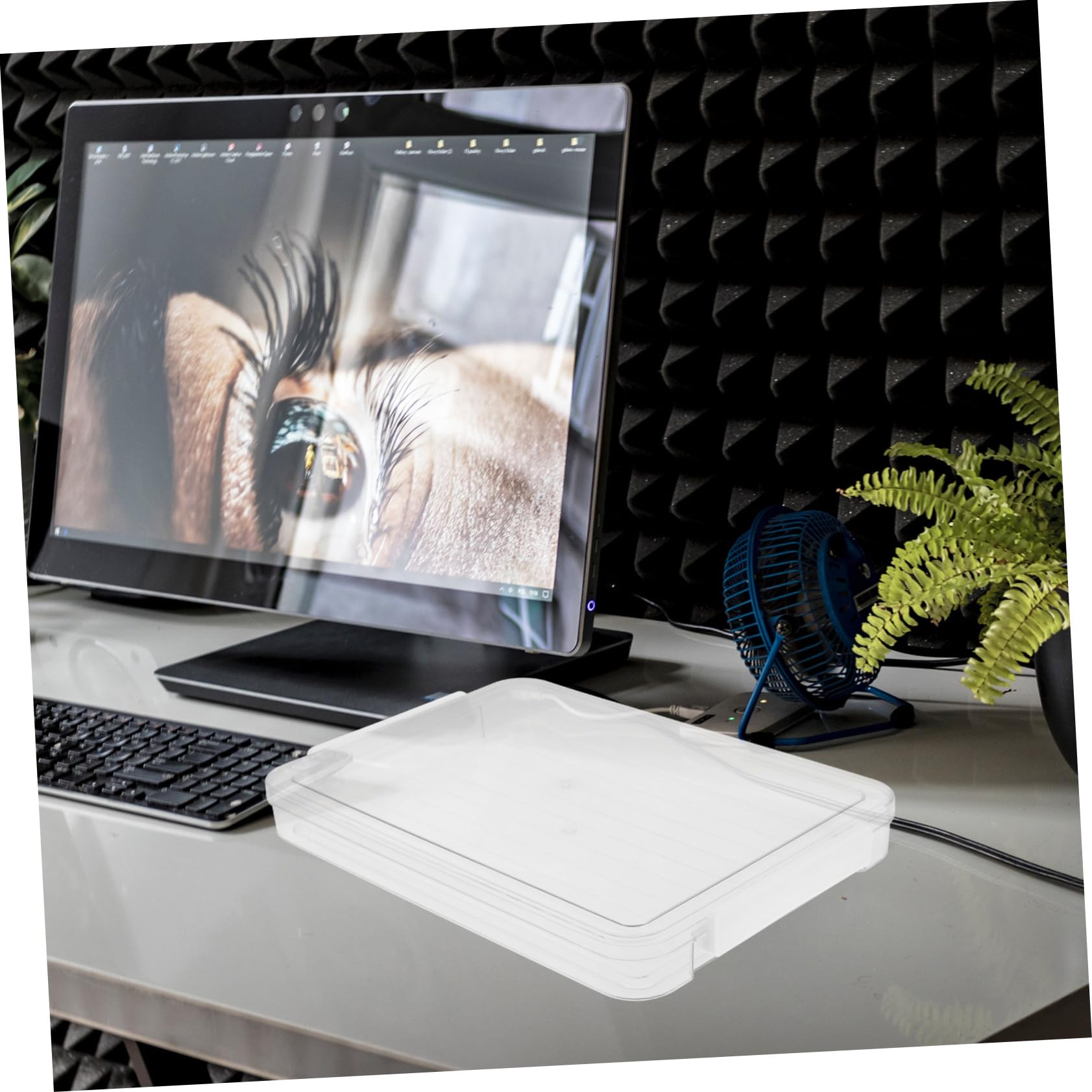 Scatole per Documenti Confezione da 2 Pezzi Trasparenti Design Salvaspazio Impilabili in Pet Coperchio , Capacità Ampia per Scuola e Casa