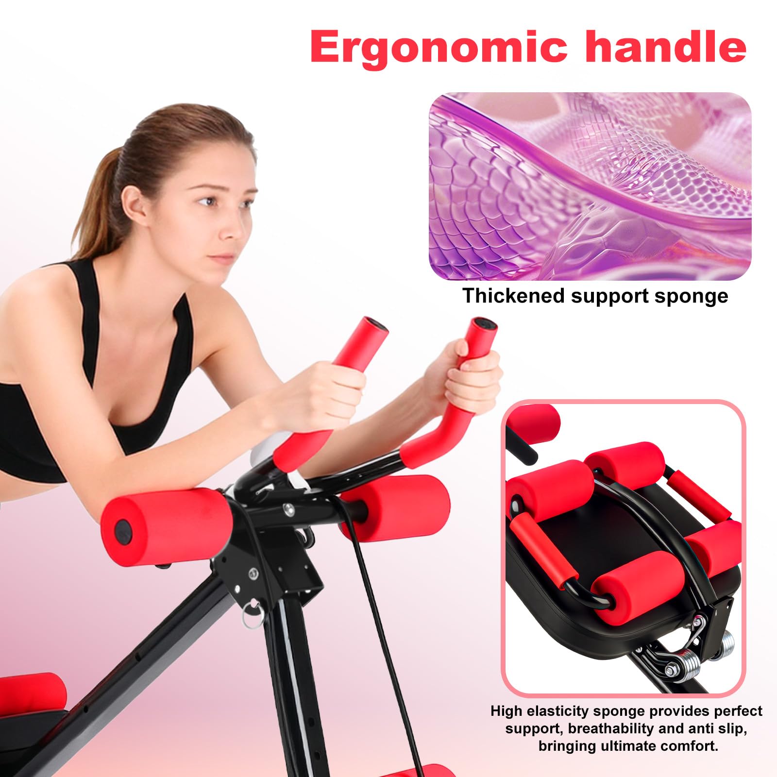 Bauchtrainer für Zuhause Verstellbarer, multifunktionaler Bauchmuskeltrainer, Fitnessgerät bis 150 kg belastbar, Full Body Abdominal Trainer für Herren und Damen (blackish red)