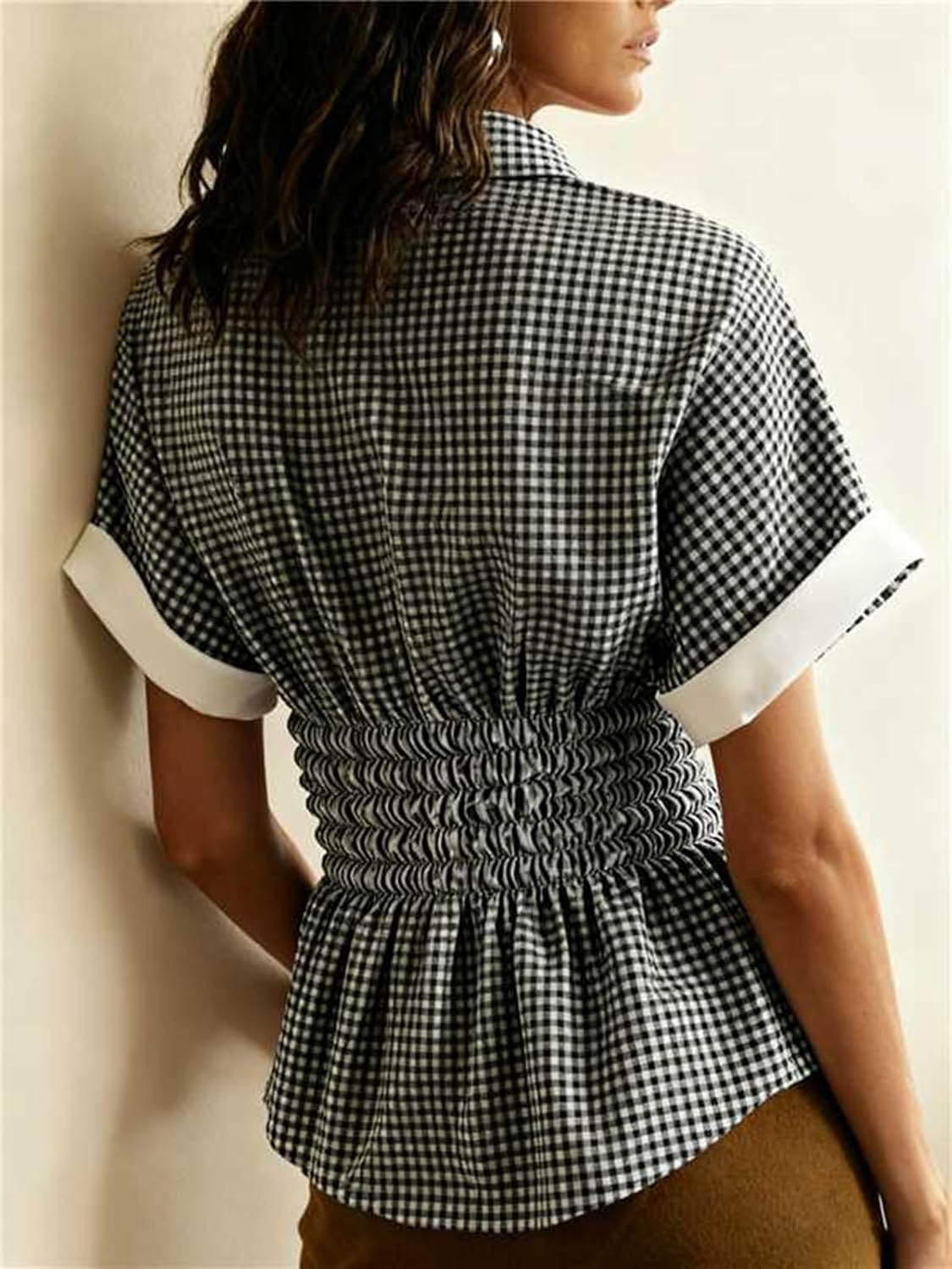 Y2K Vintage Button Down Shirt Women Teens Cute Collared Neck Short Sleeve Corset Crop Blouse Fariy Coquette Clothes - Image 5