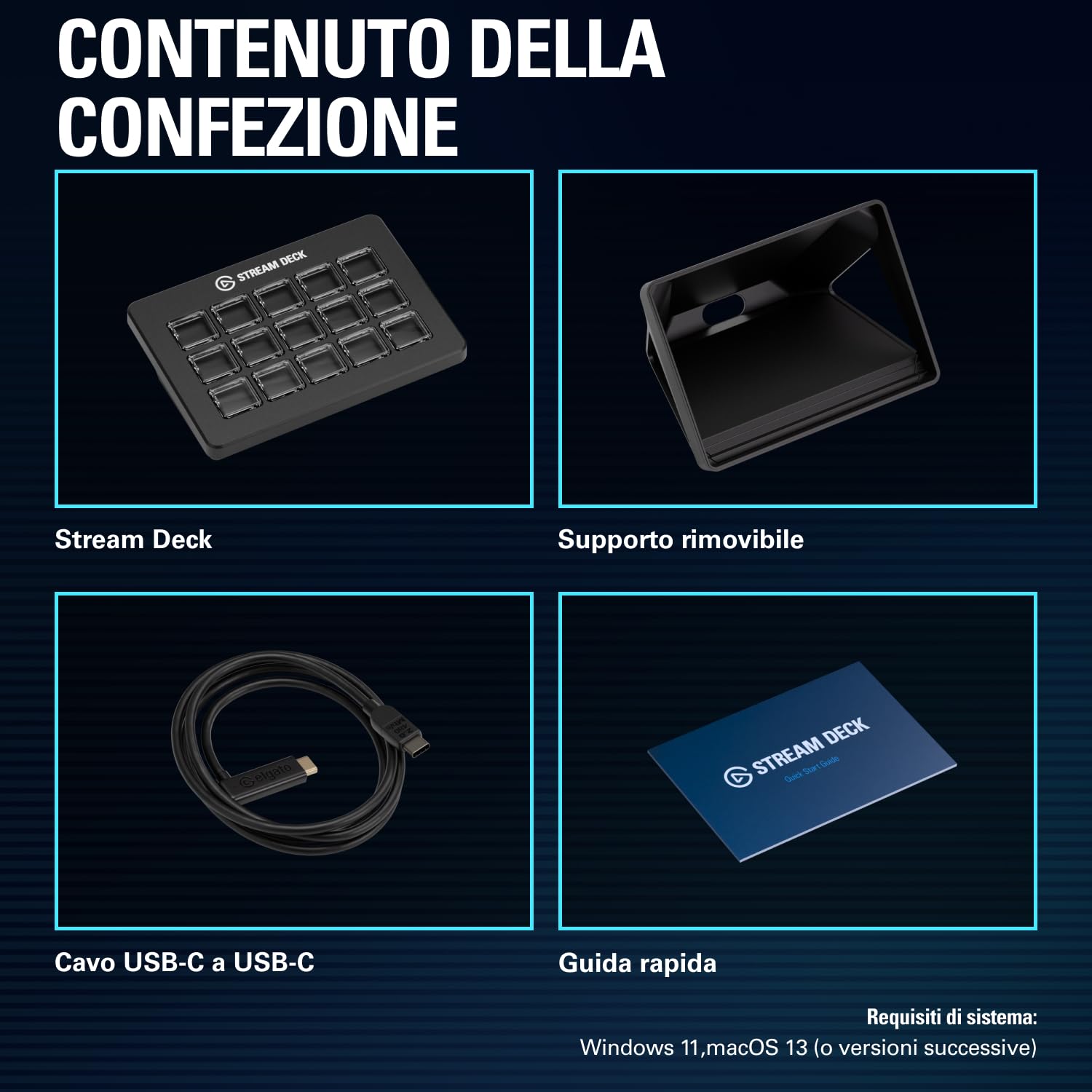 Elgato Stream Deck Scissor Keys Controller flusso lavoro tasti macro personalizzabili OBS Twitch Discord Windows 10 macOS 13