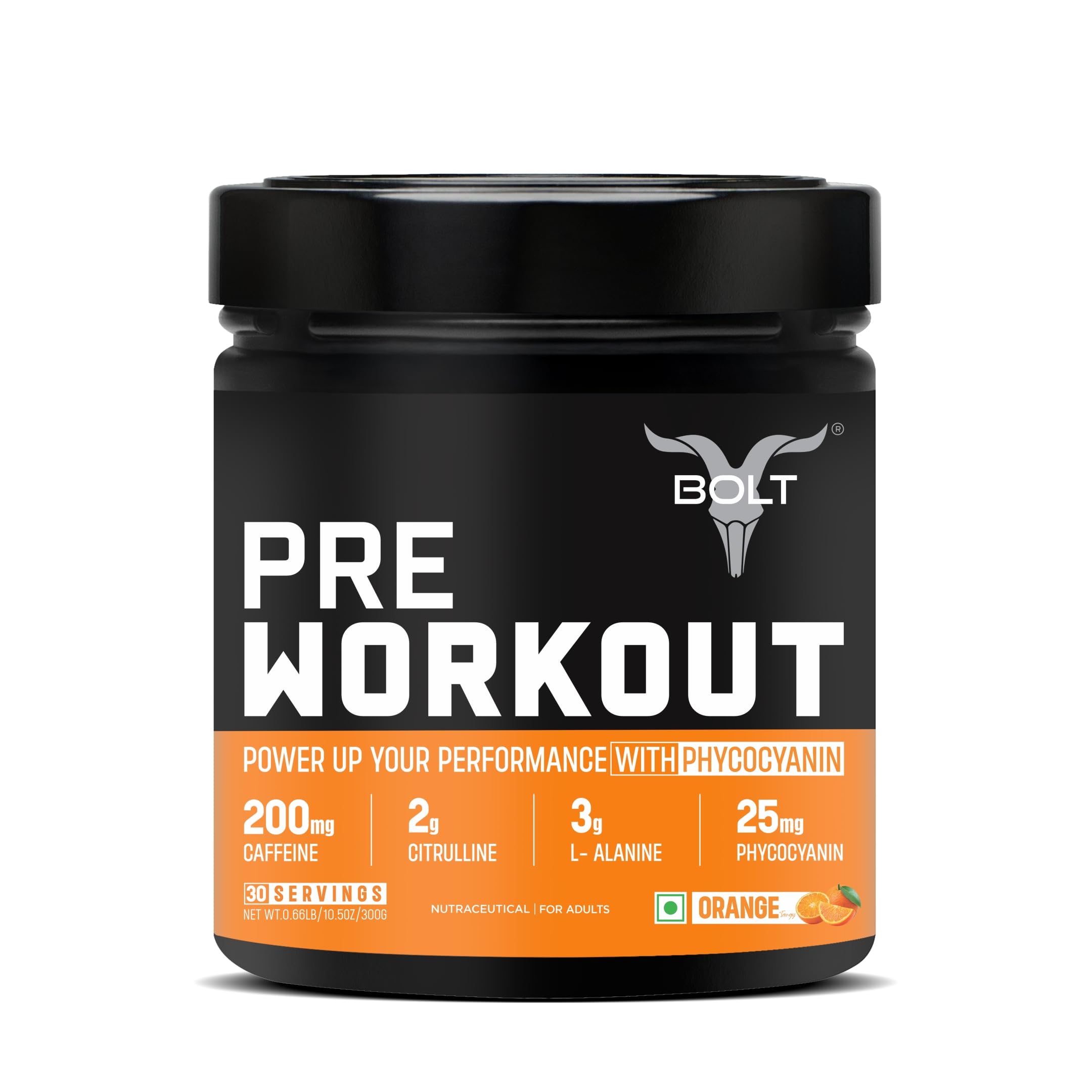 Bolt Nutrition Pre Workout Supplement With Caffeine Powder,Citrulline Malate,B-Alanine,Taurine For Explosive Energy,Pump & Focus 300 G |30 Servings|Orange Tangy,1 Count-picture-16