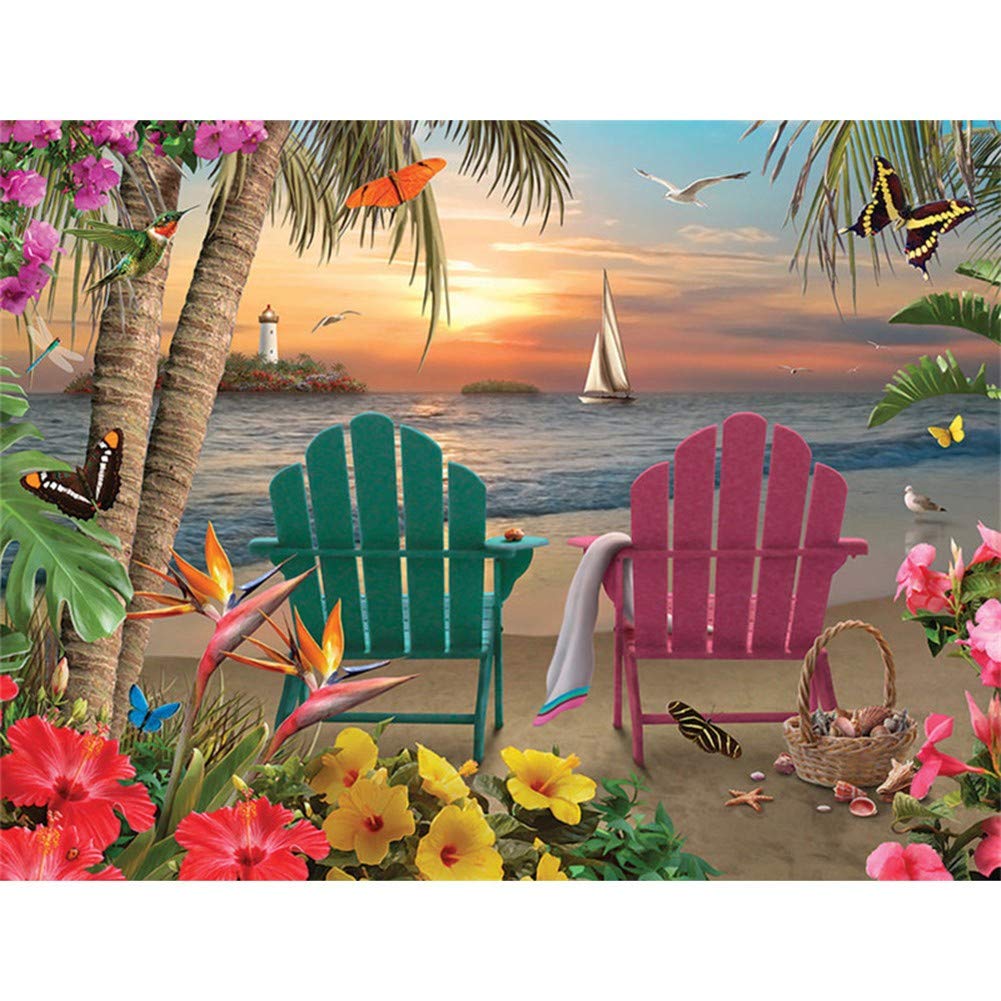 Broderie Diamant Bord de Mer pour Décoration Salon et Chambre