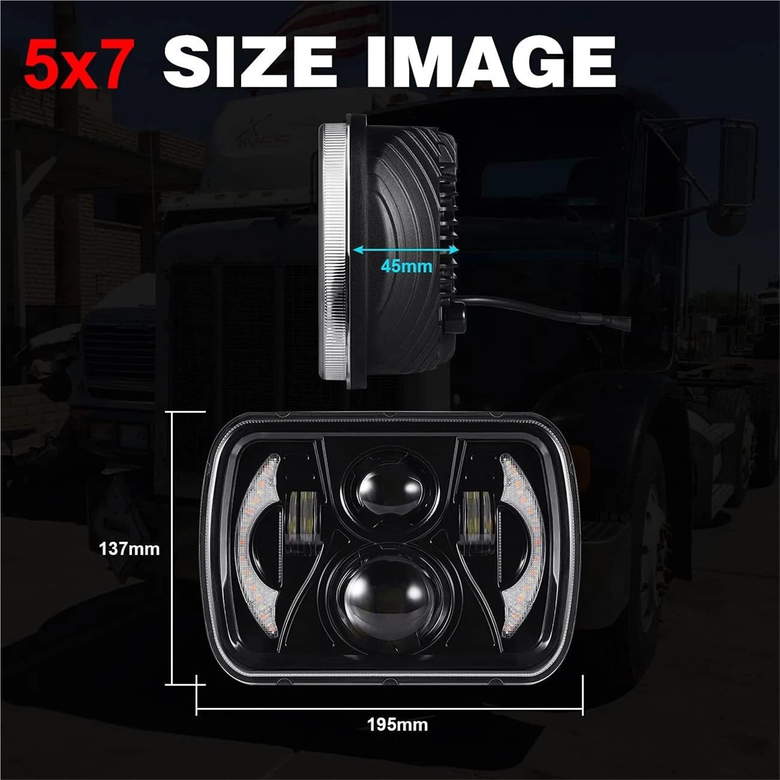 Bombilla Coche Faro LED 4x6 Bombilla para coche | 5x7 7x6 impermeable Hi Lo Beam blanco ámbar DRL