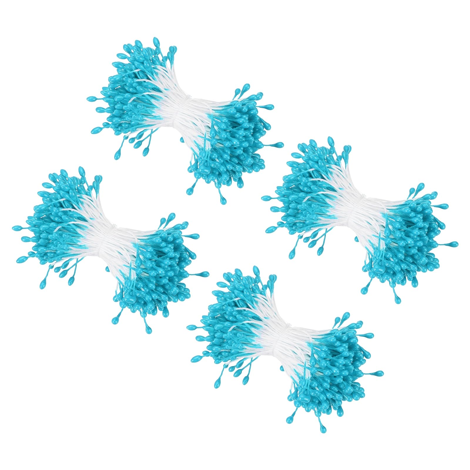 sourcing map 3mm Double Head Flower Stamen 960 Pcs Bright Artificial Floral Stamens Pistil for Christmas Wedding Flowers Making Scrapbook Decoration DIY Crafts, Water Blue — image 1