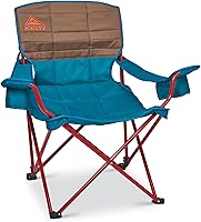 Kelty Deluxe Lounge Chair 2024: Folding Reclining Camp Chair with Insulated Cup Holders, Steel Frame, 325lb Capacity (Deep Lake)