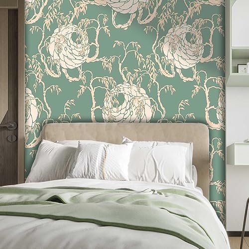 Miniatura 2 de Papel tapiz texturizado para paredes, diseño Art Nouveau de flores pastel, papel tapiz para decoración de pared para dormitorio, apto para bricolaje