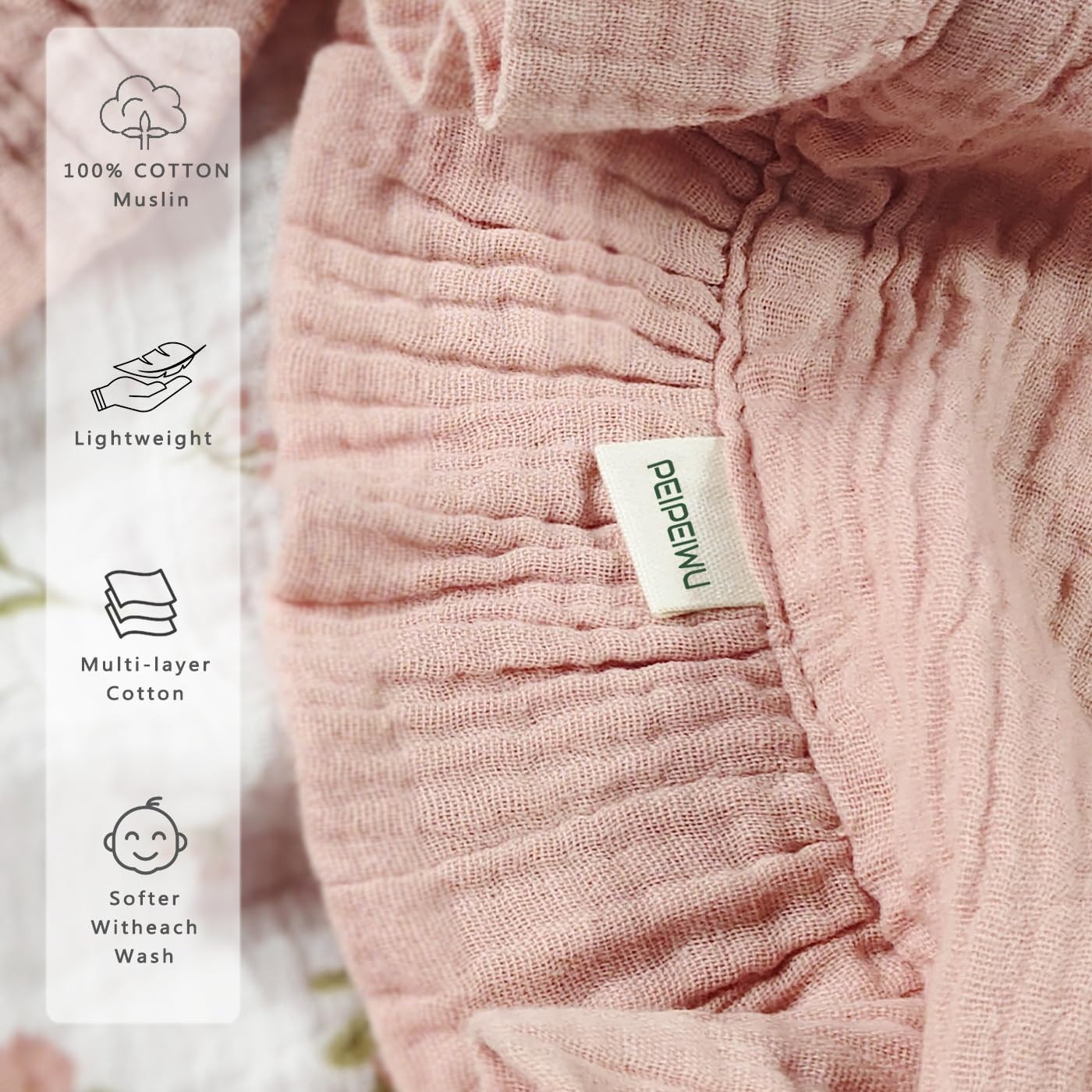 Flounce Muslin Baby Blanket - Cotton Quilt Blankets for Toddlers - Reversible Nursery Crib Blanket for Baby Boys and Girls 36"x40" (Green)