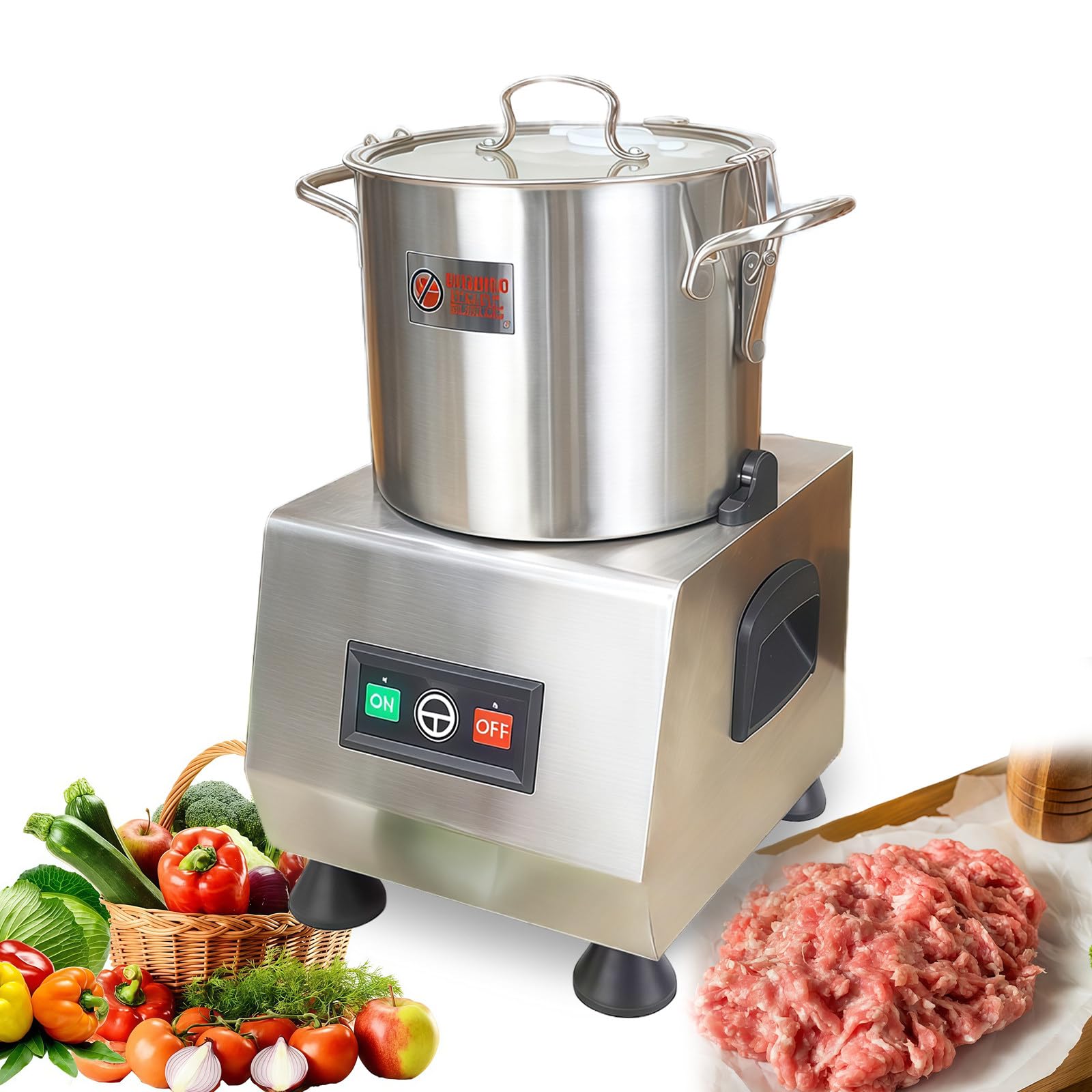 BANGBANGJI Robot culinaire Professionnel, Robot de préparation de Viande et de légumes, Acier Inoxydable de qualité Alimentaire, pour Fruits, légumes, céréales et ail 18L-1800W