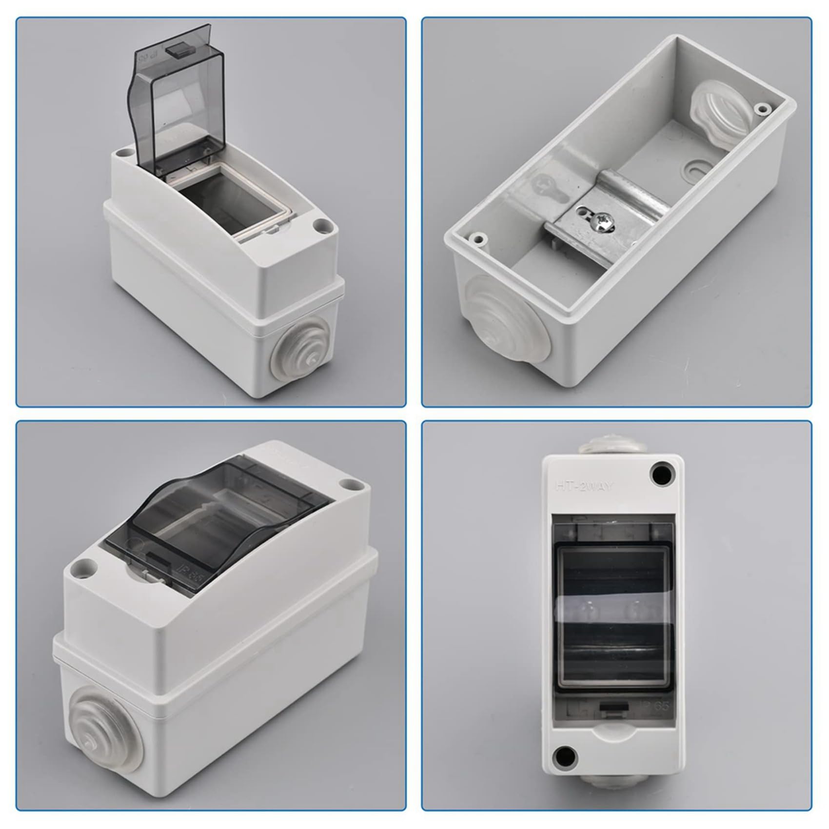 Caja de distribución de 2 vías con cubierta impermeable IP65 y