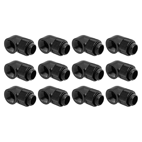 Miniatura 7 de dracaena.io - Paquete de 6 conectores extensores de rosca G1/4 pulgadas macho a hembra, conector adaptador giratorio de 90° para sistema