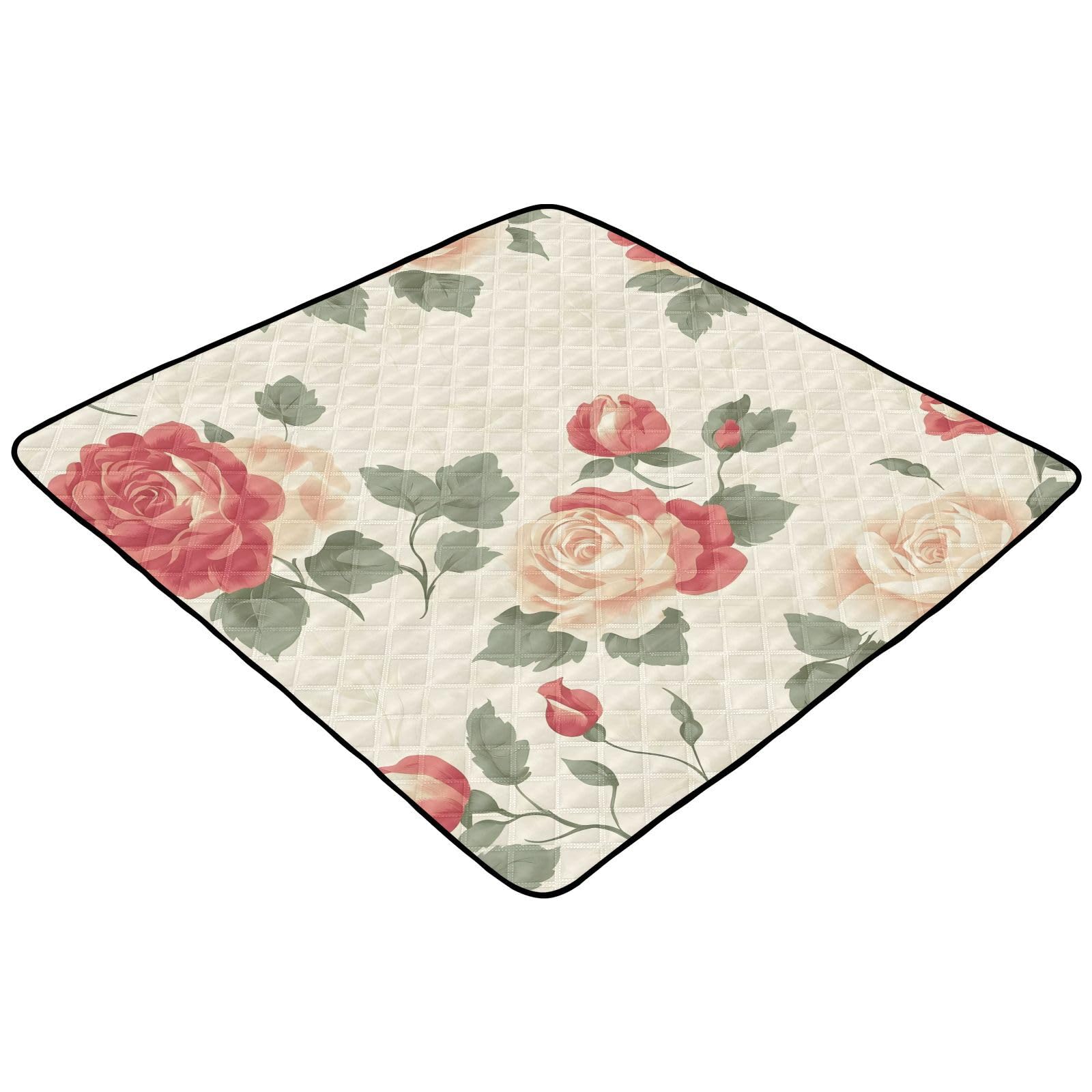 BOESI Doodle Colorful Flower Pattern Baby Play Mat, 50“ X 50” Washable Folding Crawling Mat, Baby Floor Mat, Soft, Thick, Non-Slip