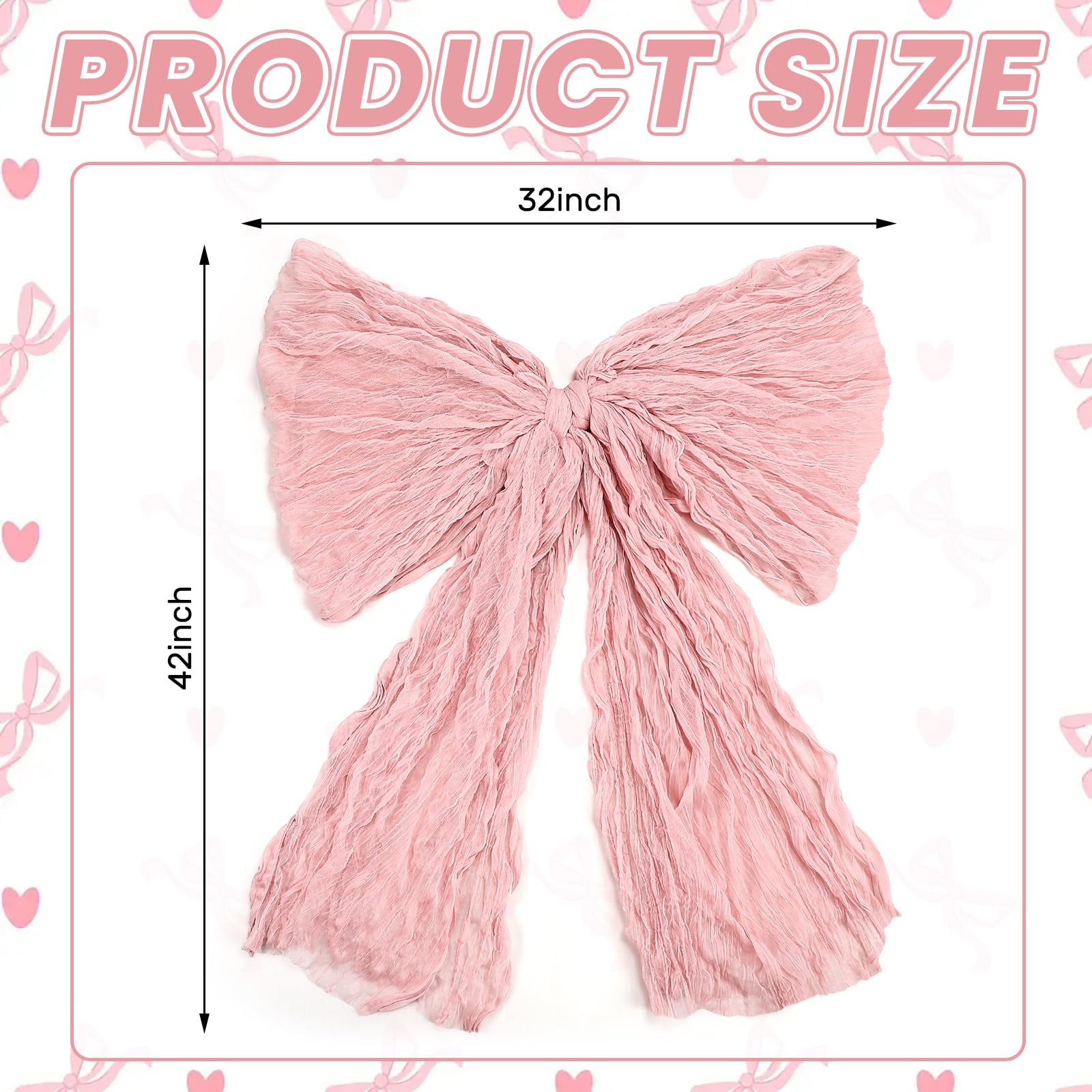 VitalCozy 32 x 42 Inches Large Pink Bow Decor Giant Bow Themed Party Decorations Coquette Party Backdrop for Room Birthday Bachelorette Backdrop Wall Supplies