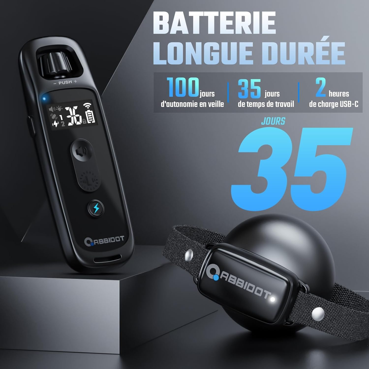 Télécommande du collier dressage ABBIDOT avec modes multiples