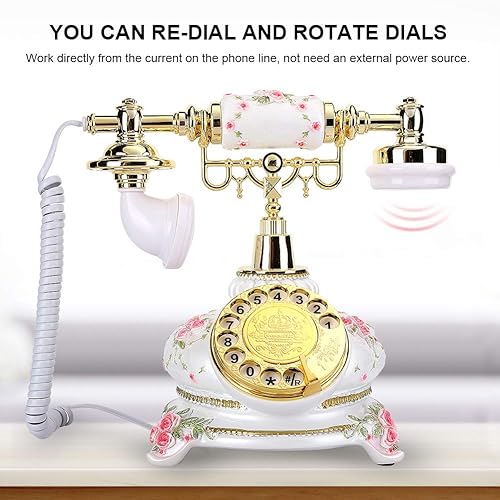 Miniatura 2 de Teléfonos rotativos para línea fija, teléfono fijo retro Teléfono antiguo de moda para el hogar, teléfono vintage con cable Teléfono antiguo para