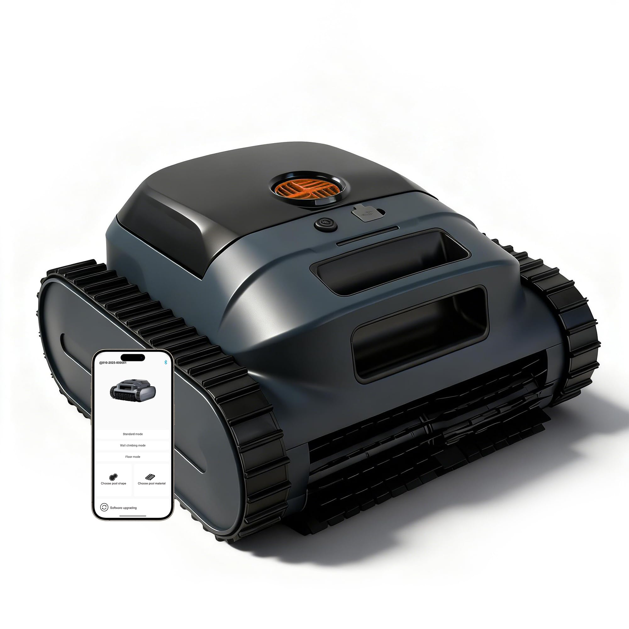Photo 1 of **MISSING CHARGER**CZYBYTE Cordless Robotic Pool Vacuum Cleaner, Intelligent Route Planning, Wall & Waterline Climbing, 120-Min Runtime, for Above Ground/Inground Pools up to 2000 sq. ft, APP Support, Orange and Blacknbb