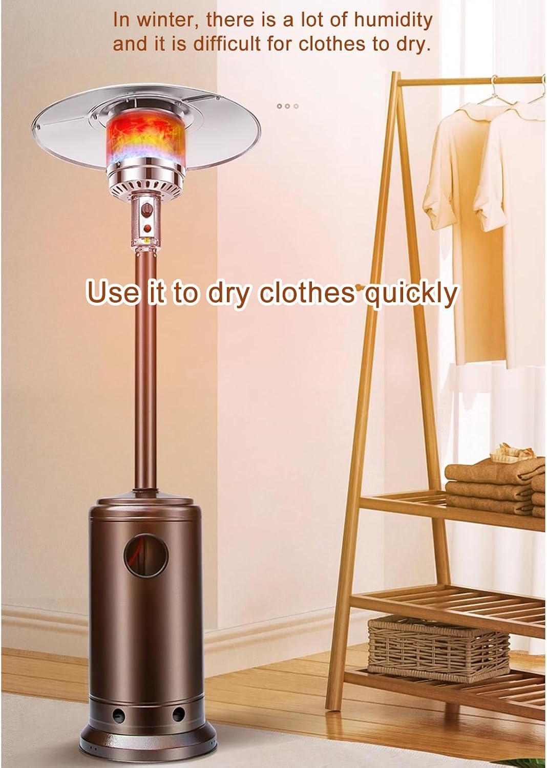 Outdoor Heaters for Covered Patio Outdoor Umbrella Heater Patio Heater for Indoor/Outdoor Use Auto Shut Off & Tip-Over Protection for Courtyard, Garage, Patio