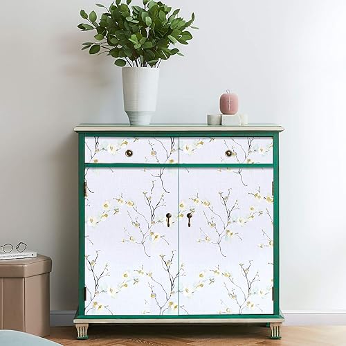 Miniatura 4 de WENMER Papel tapiz floral beige de 17.71 x 590 pulgadas, papel tapiz floral beige para despegar y pegar, moderno papel tapiz floral extraíble para