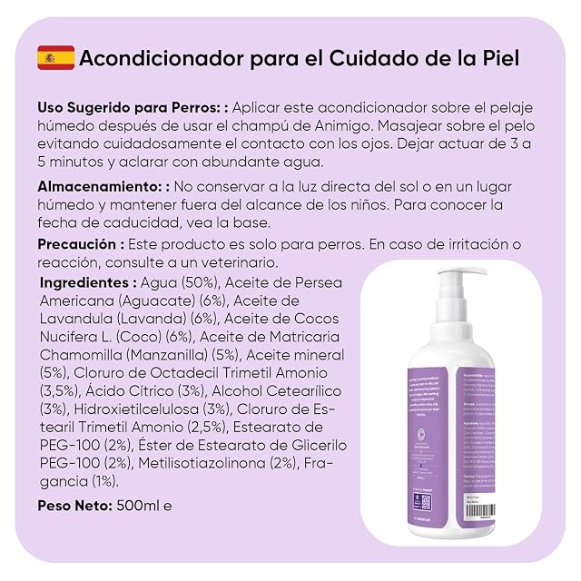 Foto 5 de 7 de Acondicionador de Animigo para Perros - Acondicionador nutritivo con aceites de Lavanda, Coco y Aguacate