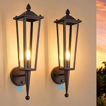 Oil Rubbed Bronze Dusk to Dawn Outdoor Wall Lights 2 Pack, 20" Large Front Porch Light Waterproof Exterior Mount Sconce Lighting with Glass for Garage House, Hardwire, E12, OS-OD2615OB-WM-2PK