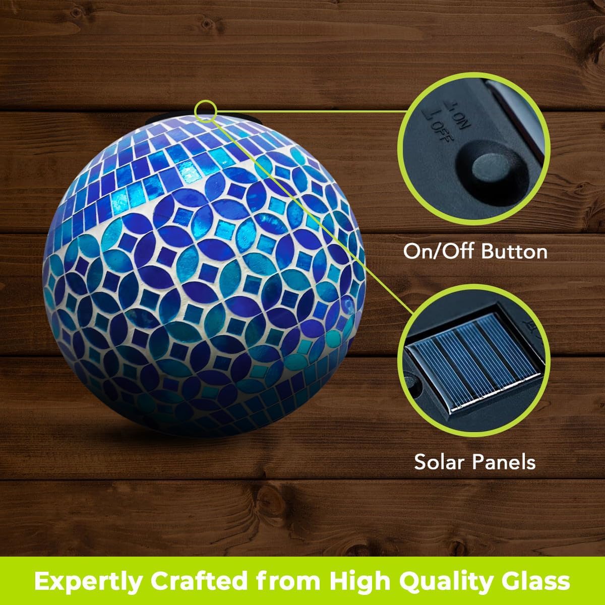 Briarwood Lane Geometric Blue Solar LED Glass Gazing Ball
