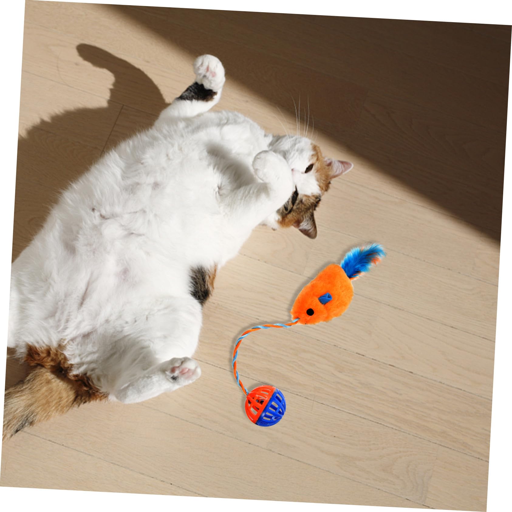PartyKindom Jouet Interactif pour Chaton avec Souris en Peluche et Balle en Plastique, pour Exercice en Intérieur et Stimulation Ludique des Chats