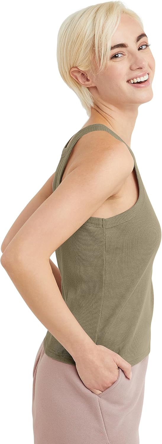 Hanes Womens Originals Racerback Tank Top, Cotton Ribbed Tank, Women's Sleeveless Shirt, Available in Plus - Image 3