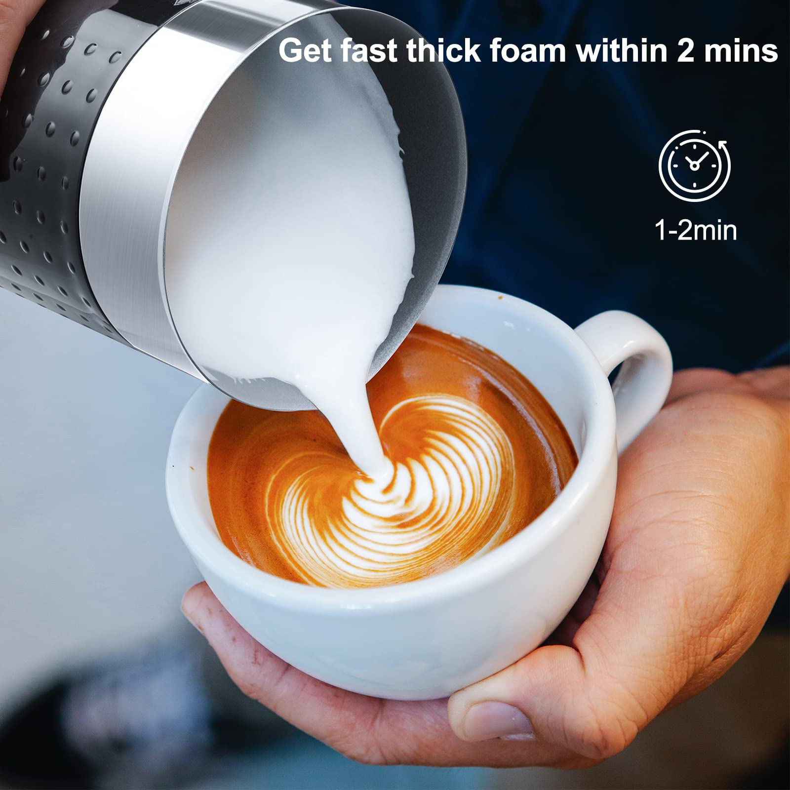 Huogary - Espumador eléctrico de leche y vaporizador automático 4 en 1, vaporizador automático de leche, 300 ml/10 oz para hacer espuma caliente y fría y calentador de leche para latte, capuchino,