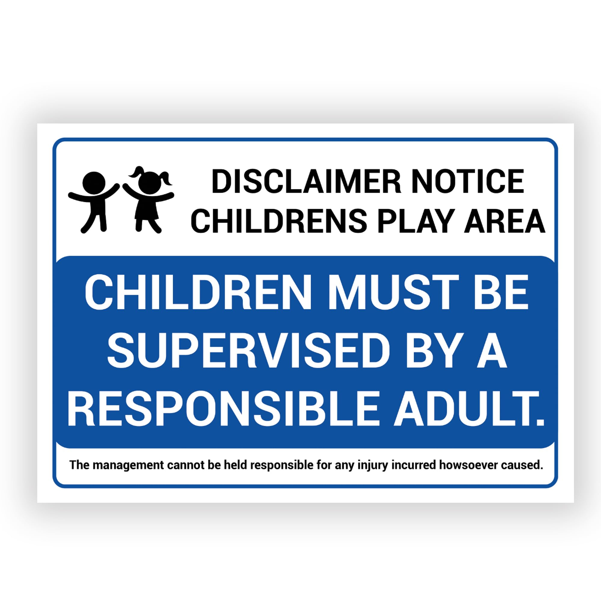 Polite Notice Sign – DISCLAIMER NOTICE: CHILDREN'S PLAY AREA – Supervision Required – Durable Weatherproof PVC Sign – Modern Design for Indoor & Outdoor Use (No. 013)