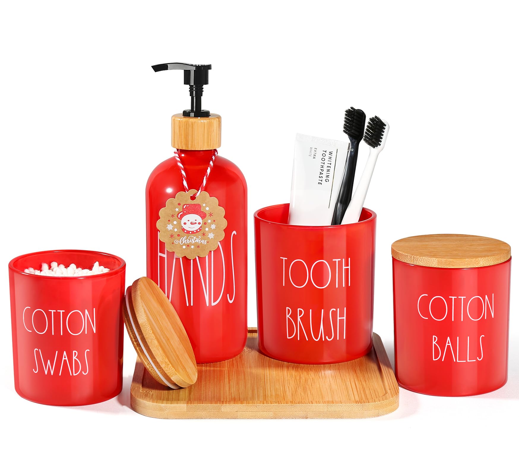 ALPIRIRAL Christmas Bathroom Accessories Set, 5 Pcs Glass