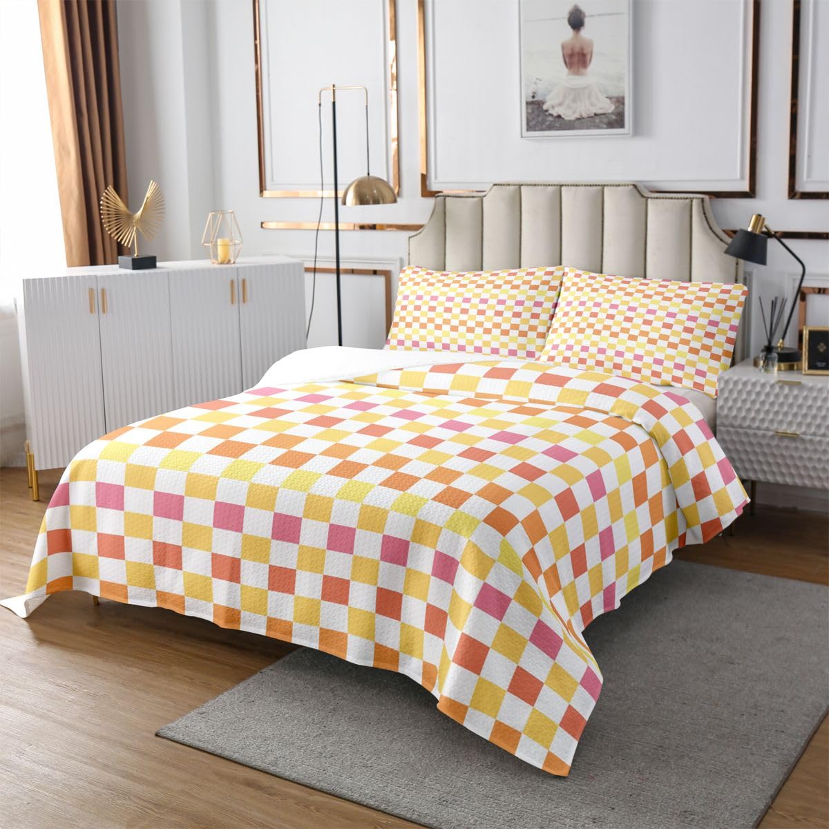 Graditraster, narzuta, rozmiar L, patchwork, zestaw pościeli dla dorosłych, nastolatków, kolorowa pled, marzycielska księżniczka, 2 poszewki na poduszki