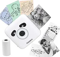 Mini impressora de adesivos com papel, mini impressora térmica portátil sem tinta 300DPI para etiquetas, notas de estudo, imagens, faça você mesmo, diário, impressora portátil de bolso