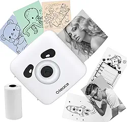 Mini impressora de adesivos com papel, mini impressora térmica portátil sem tinta 300DPI para etiquetas, notas de estudo, imagens, faça você mesmo, diário, impressora portátil de bolso