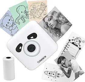 Mini impressora de adesivos com papel, mini impressora térmica portátil sem tinta 300DPI para etiquetas, notas de estudo, imagens, faça você mesmo, diário, impressora portátil de bolso