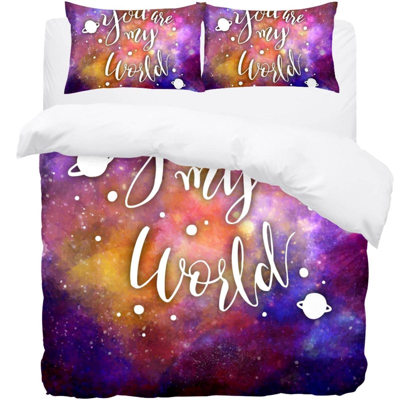 Parure de lit housse de couette galaxie étoilée avec taie d'oreiller douce et légère