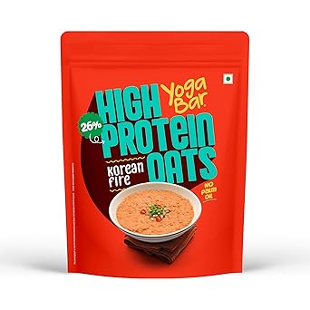 Yogabar 26g High Protein Oats 1kg , Korean Fire - Masala Oats with 26g Protein per 100g & No Palm Oil - Oats High Protein for Gym- Protein Blend with Whey Protein Powder - with Chia, Sunflower & Pumpkin Seeds & Probiotics