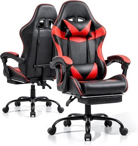 Fauteuil Gaming Ergonomique avec Repose-Pieds et Dossier Eduzita