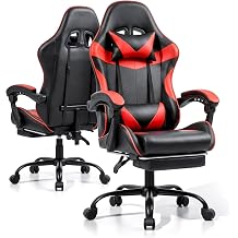 Gaming Chair with Footrest and Lumbar Support, Adjustable Height Chair 360  Office Desk Chair Heavy Duty 330lbs Computer Chair for Adults Black & Red