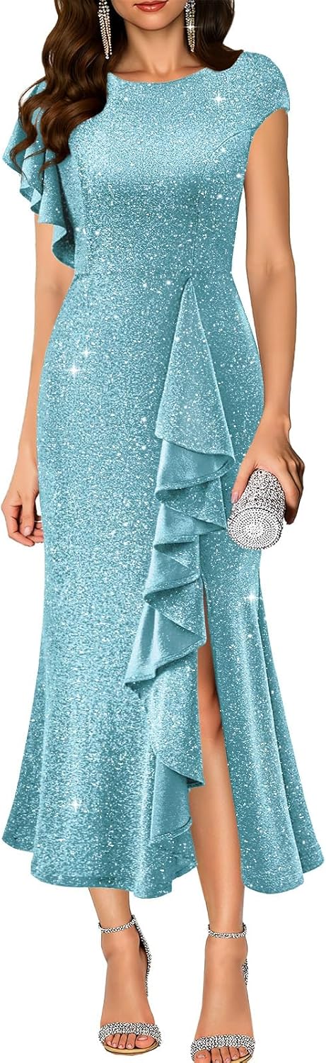 DRESSTELLS Sequin Formal Party Dress for Women Wedding Guest Cocktail Sparkly Prom Evening Dresses