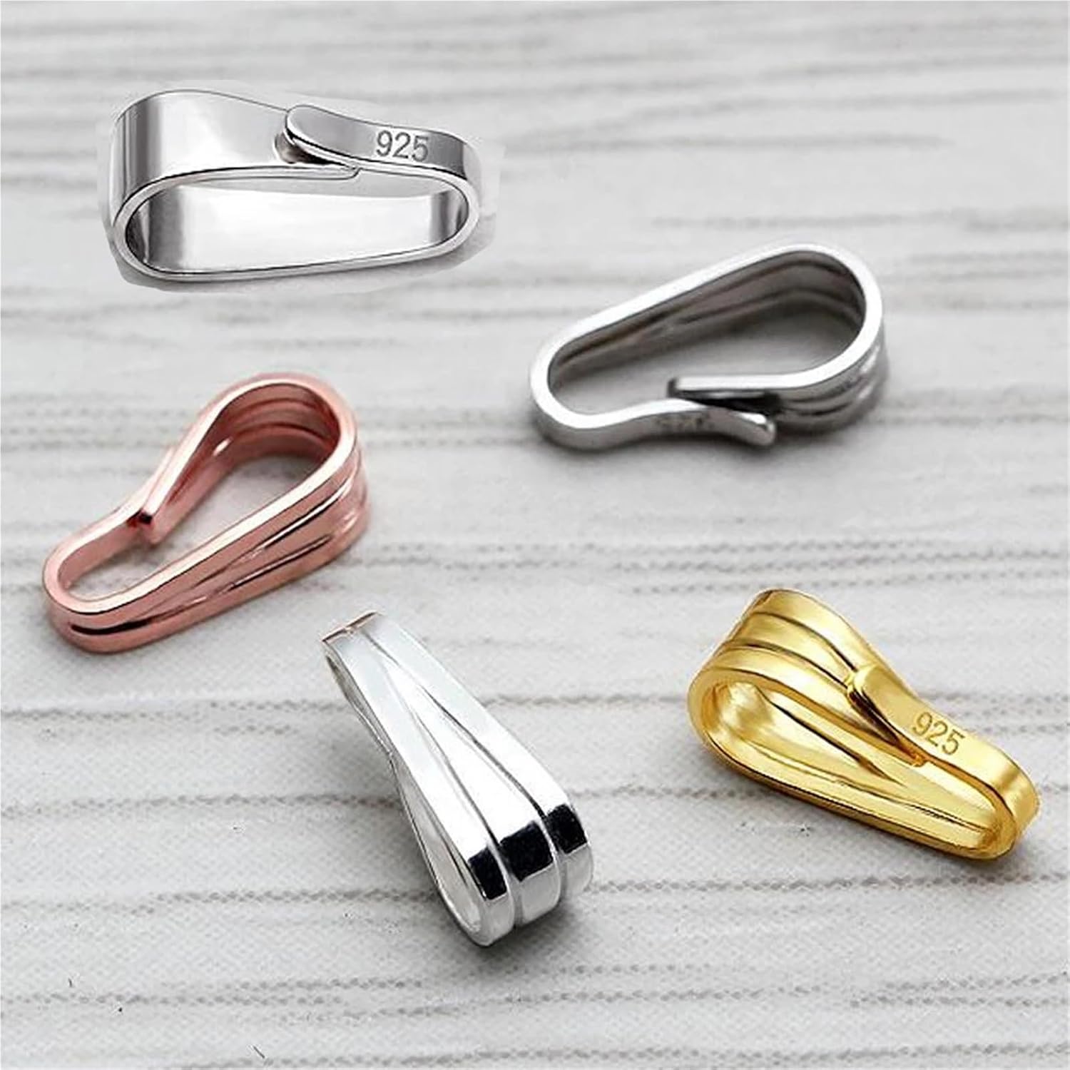 Silver Bead Clasps – 80 Pcs Pendant Connectors for Necklace Shorteners & Carabiner Jewelry(D)